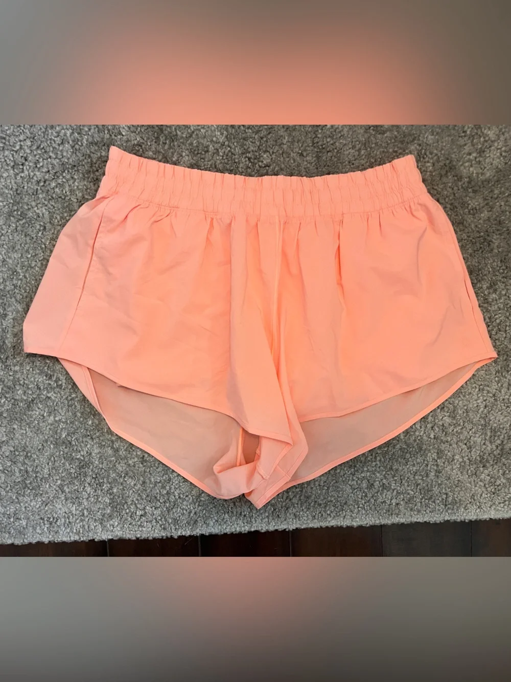Women’s Peach Athletic Running Shorts with Elastic Waist